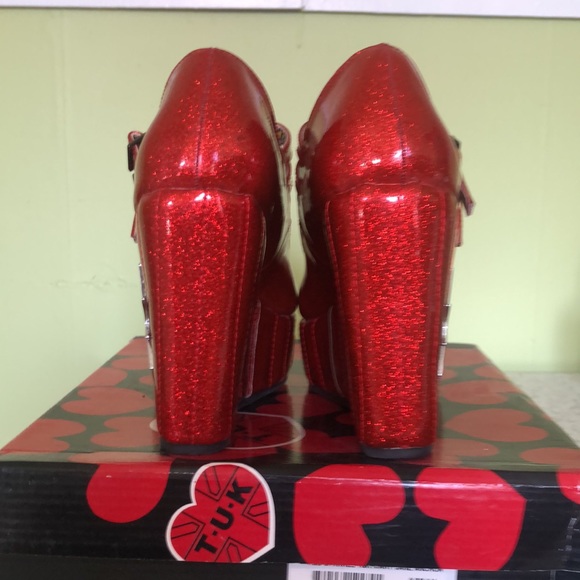 TUK red sparkle T&R Mary-Jane Anchor Wedge - Picture 4 of 9
